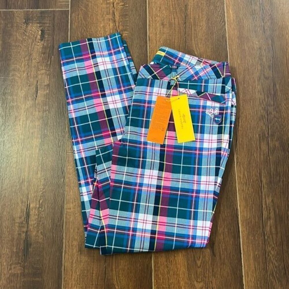 Louis Castel Paris Golf Pants in Olive and Red. plaid. Size 75. US 8